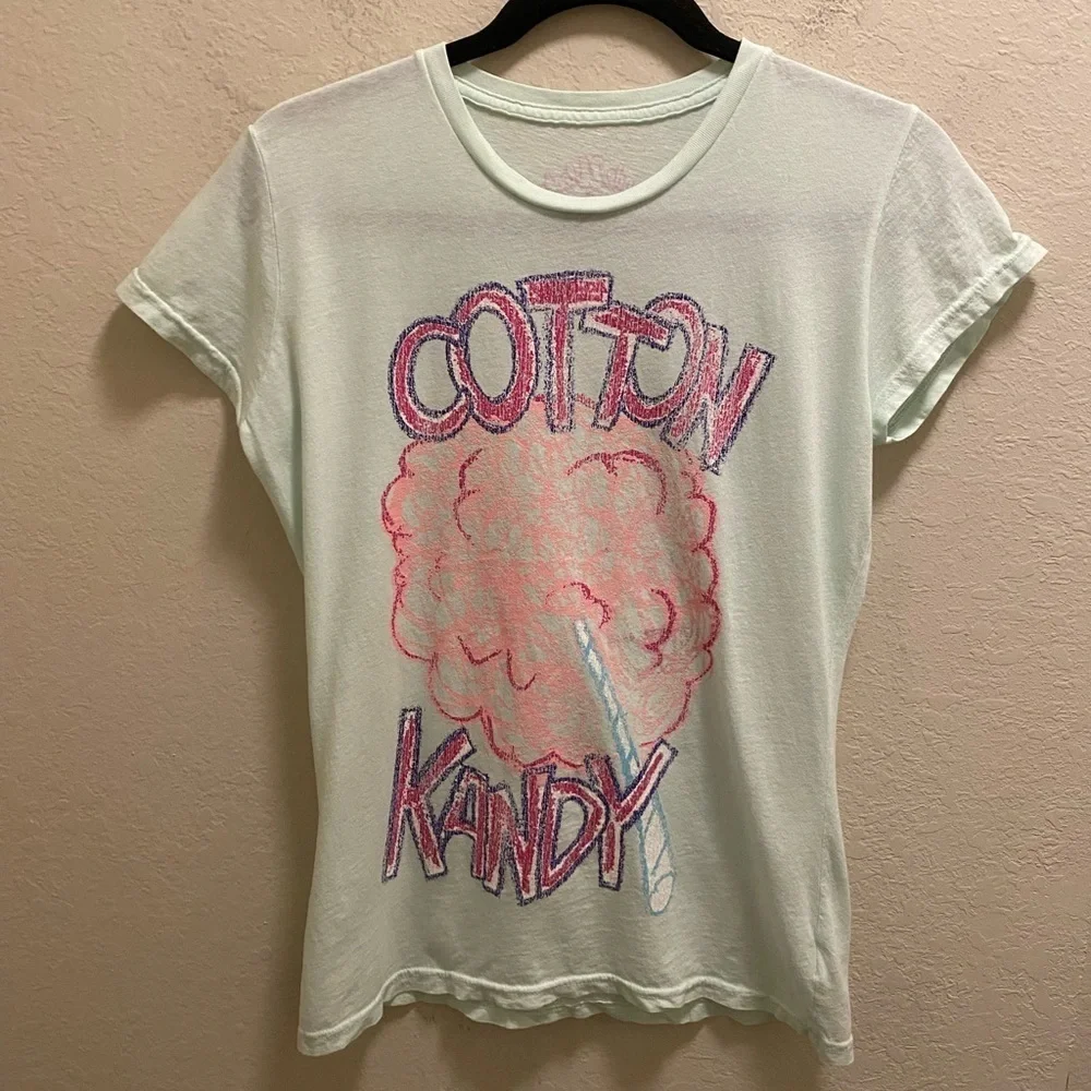 MadeULook Y2K Seafoam Green “Cotton Kandy” Short Sleeve Graphic Tee Size L